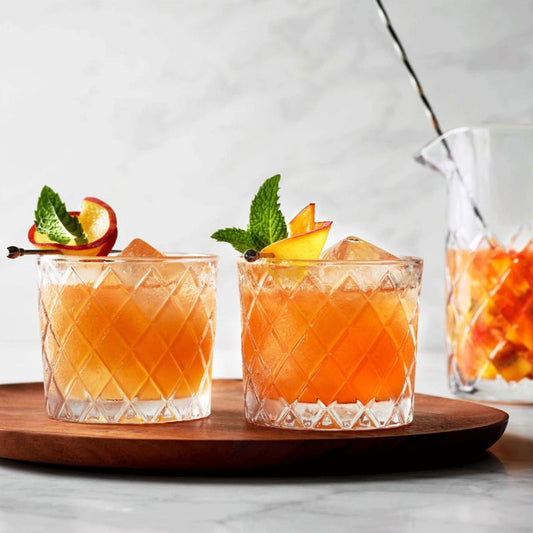 Peach & Bourbon Smash Cocktail